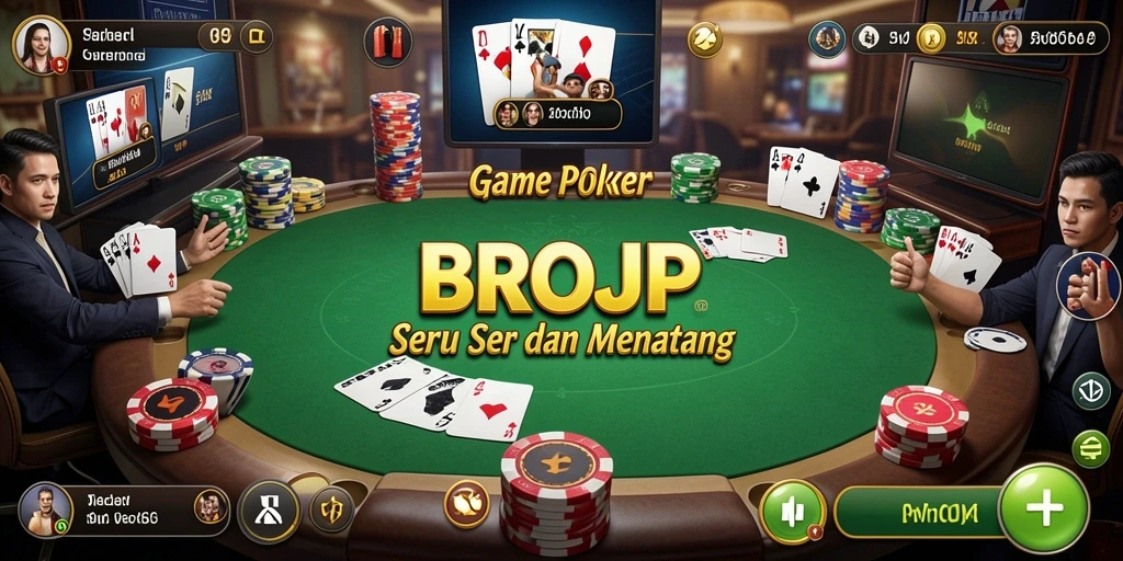 Tampilan gameplay BROJP dengan aksi seru permainan Poker.