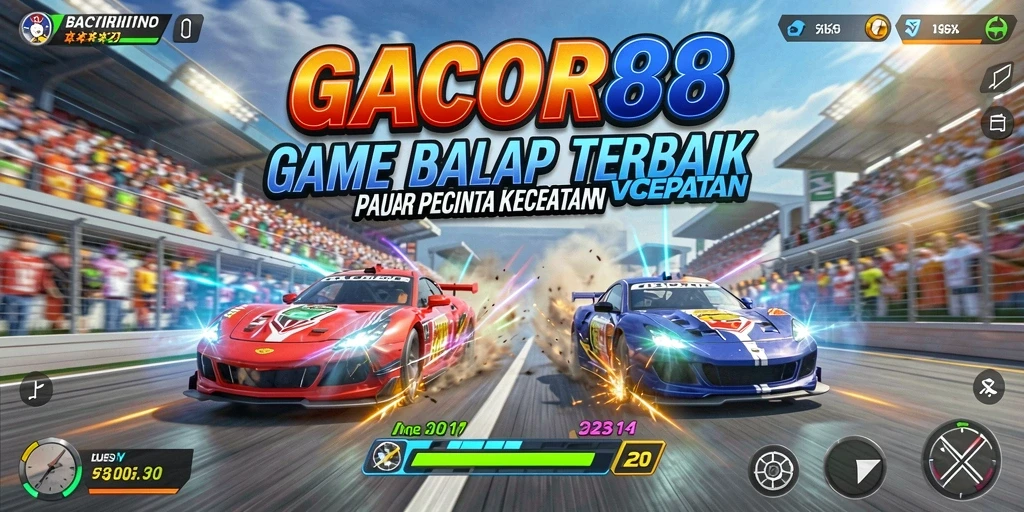 Gameplay balap mendebarkan di GACOR88 dengan mobil cepat.