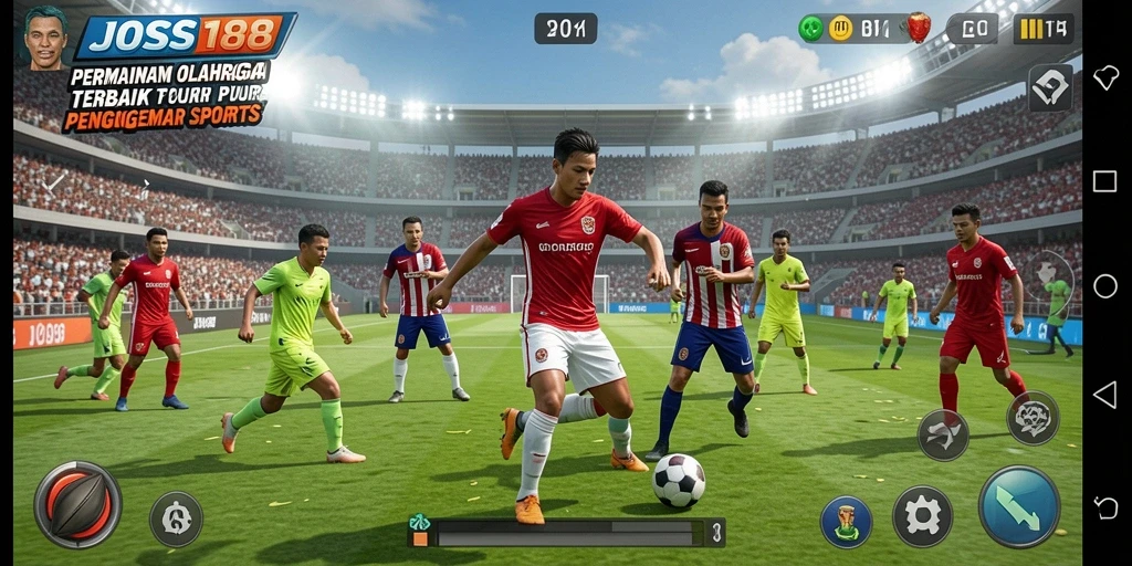 Screenshot utama JOSS188 menunjukkan momen intens dalam permainan olahraga.