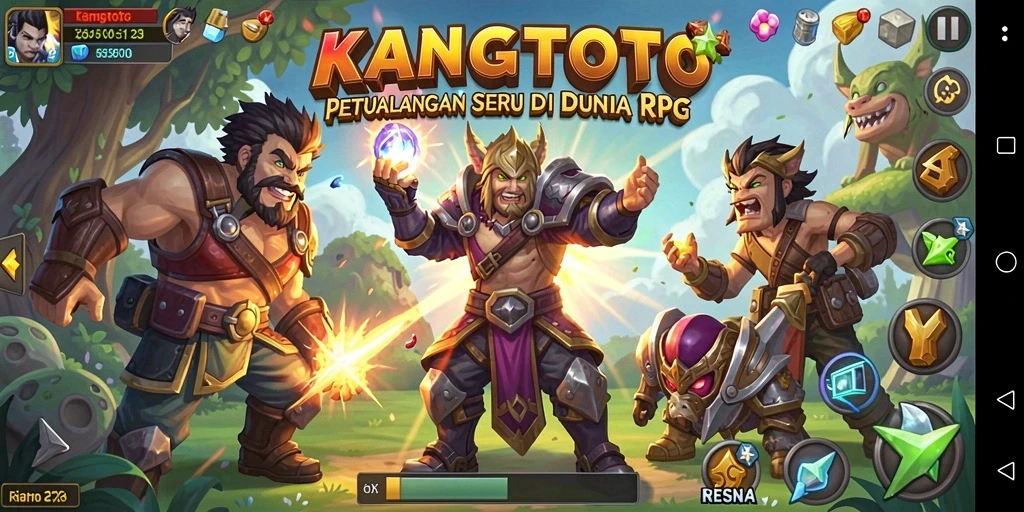 Screenshot gameplay KANGTOTO menampilkan pertarungan epik di dunia RPG.