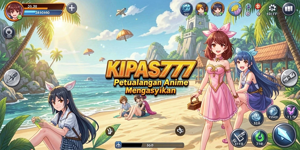 Tampilan utama gameplay KIPAS777 dengan karakter Anime yang menarik.