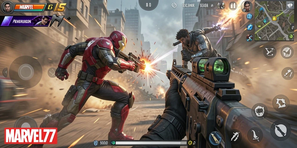 Tangkapan layar gameplay mendebarkan dari MARVEL77