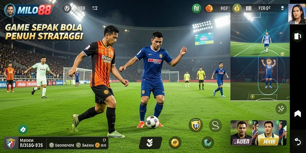 Tampilan gameplay seru dalam MILO88 dengan strategi sepak bola.