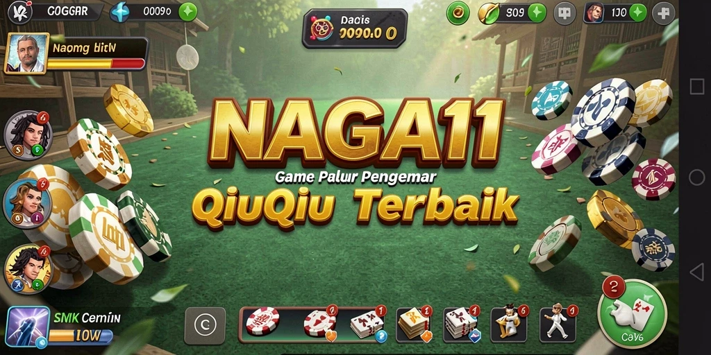 Screenshot NAGA11 menunjukkan aksi seru dalam permainan QiuQiu.