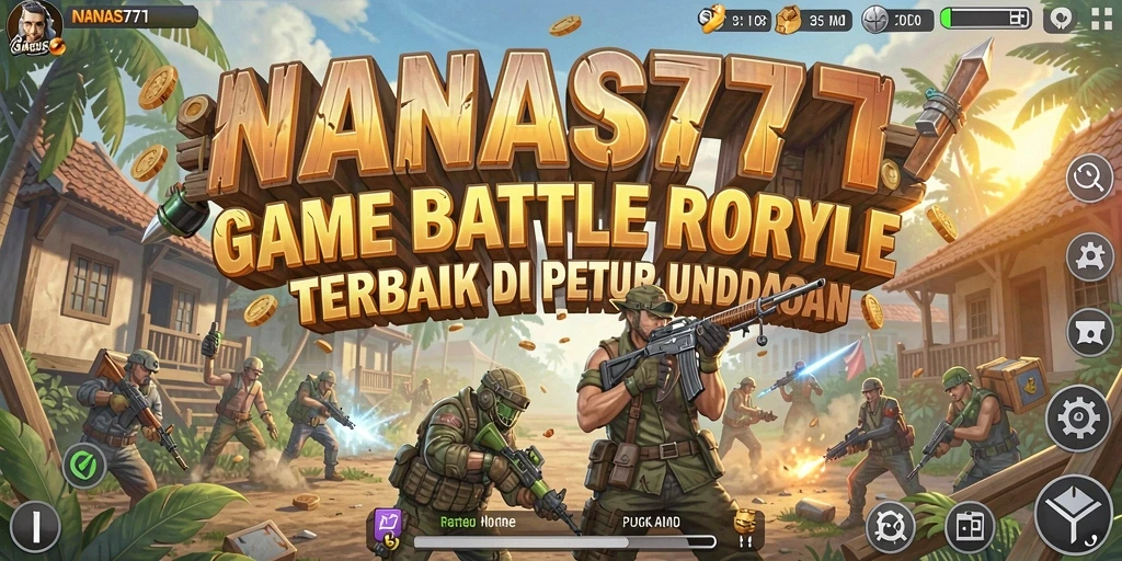 Tampilan gameplay NANAS777 dalam pertempuran Battle Royale yang seru dan intens.