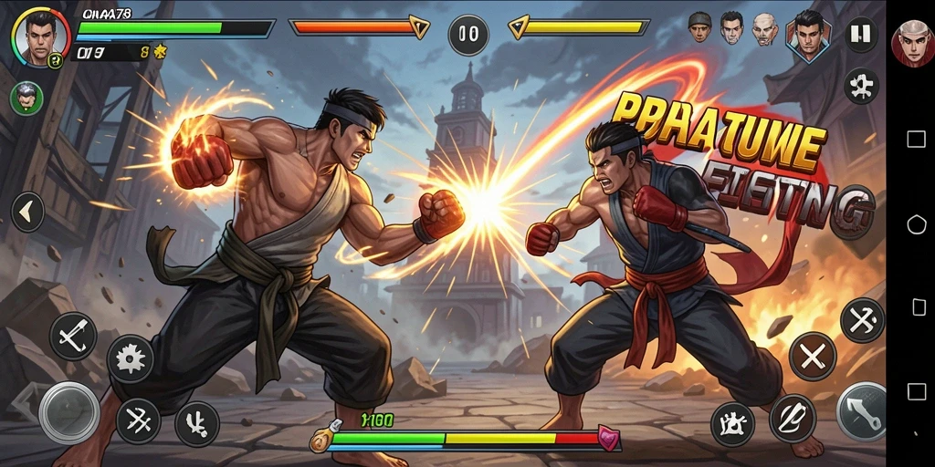 Gameplay seru dan mendebarkan dalam pertarungan Fighting.