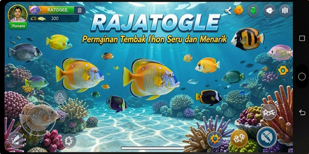 Tampilan gameplay seru dalam RAJATOGEL saat menembak ikan.