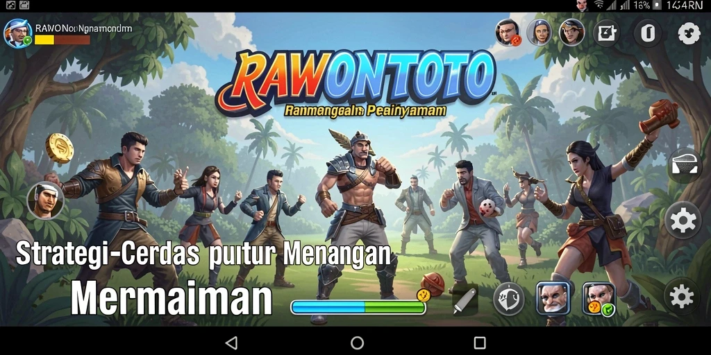 Screenshot gameplay menunjukkan strategi pertarungan nyata di RAWONTOTO.