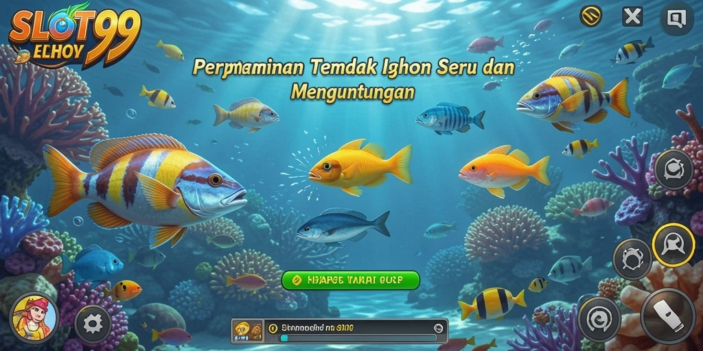 Tampilan utama SLOT99 menampilkan aksi seru menembak ikan.