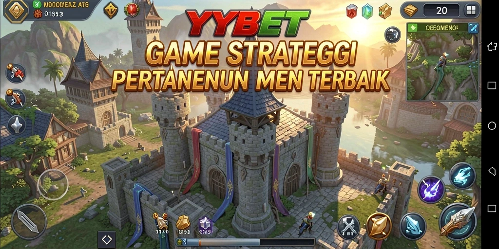 Tampilkan menara yang kuat dan musuh yang mendekat dalam gameplay Tower Defense.